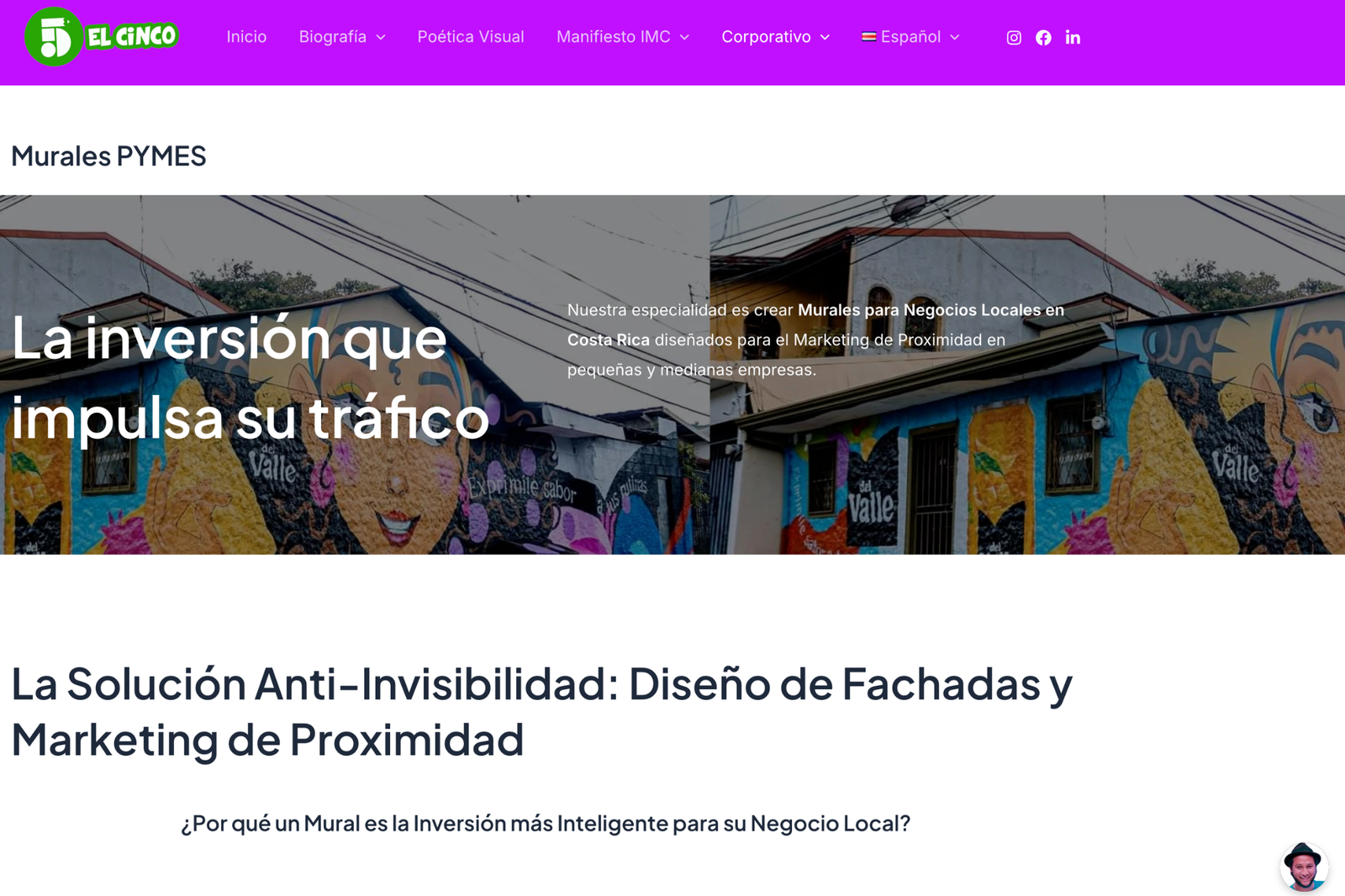 DM Escala: Estrategia, crecimiento y transformación digital para PYMES en Costa Rica ejemplo artista